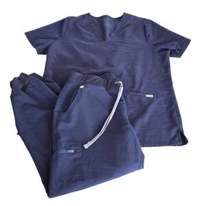 FIGS Technical Collection Womens XL Navy Blue Scrub Set Casma Top Zamora Joggers